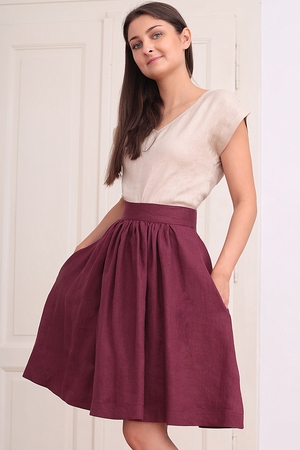 Czech girls and women's skirt Lotika made of fine soft 100% linen is ideal feminine and comfortable to wear excellent